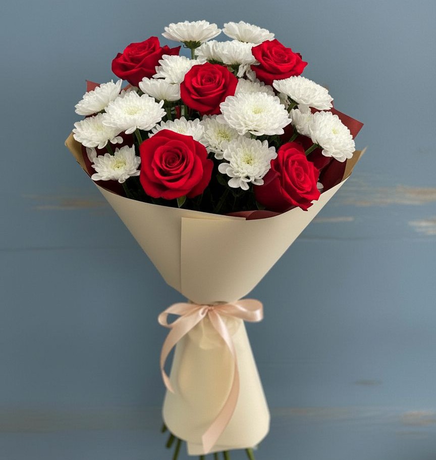 Букет цветов из: Розы и Хризантемы в Дорохово