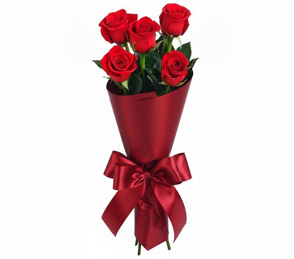 Букет 5 Красных роз Эдлесс Лав в Дорохово