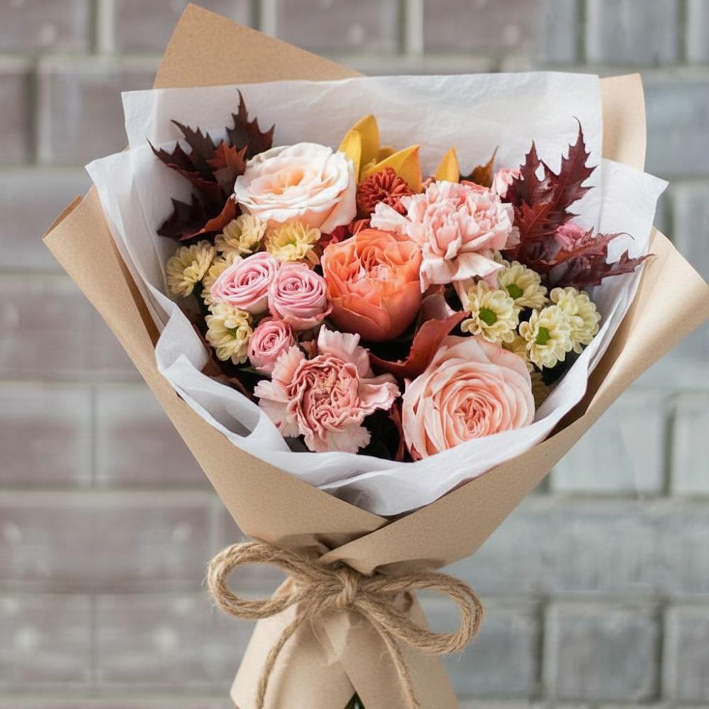 Букет цветов из: Гвоздики, Хризантемы и Розы в Дорохово