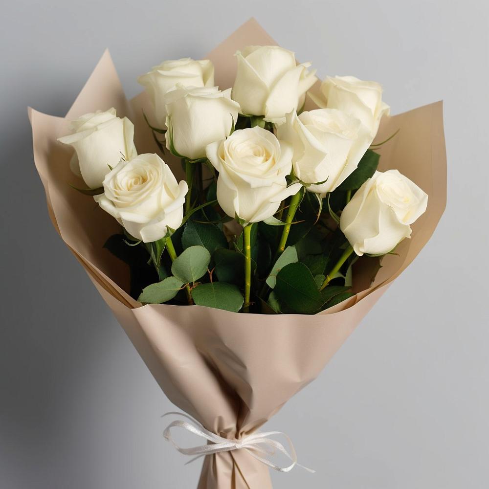 Букет 9 Белых роз Эдлесс Лав в Дорохово