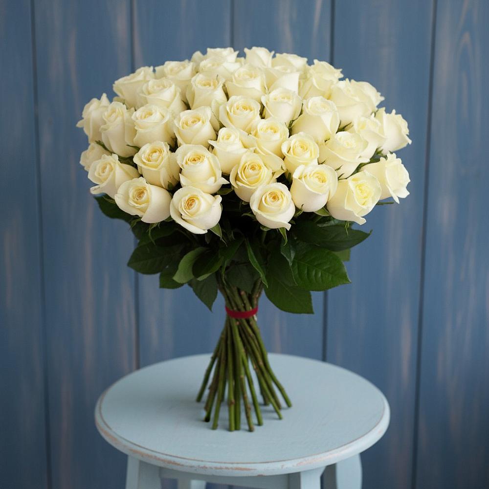 Букет 51 Белая роза Эдлесс Лав в Дорохово