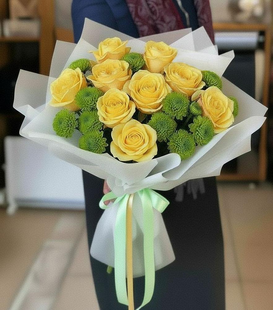 Букет цветов из: Хризантемы и Розы в Дорохово