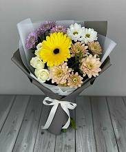 Букет цветов из:  Розы, Герберы и Хризантемы в Дорохово