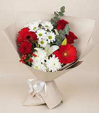 Букет цветов из:  Розы, Хризантемы, Герберы и Лилии в Дорохово
