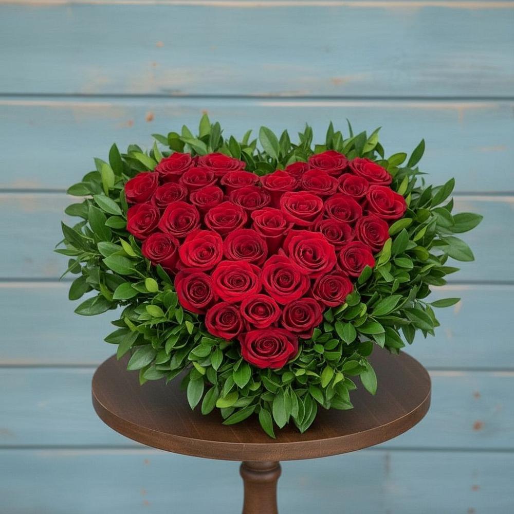 Цветочная композиция из Розы в виде сердца в Дорохово