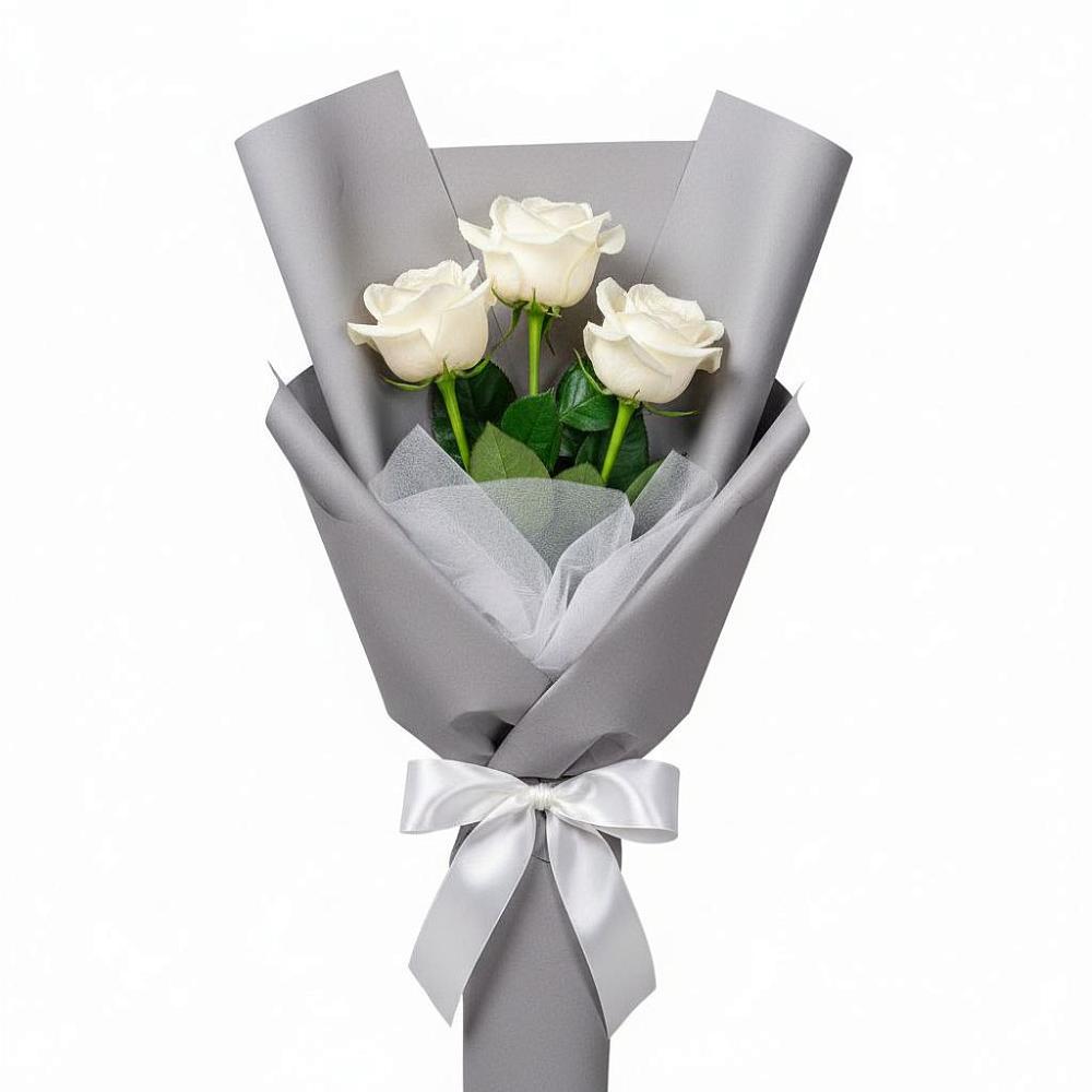 Букет 3 белые розы в Дорохово