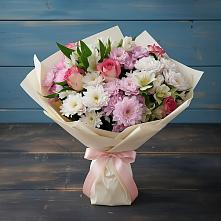 Букет цветов из:  Хризантемы, Альстромерии и Розы в Дорохово