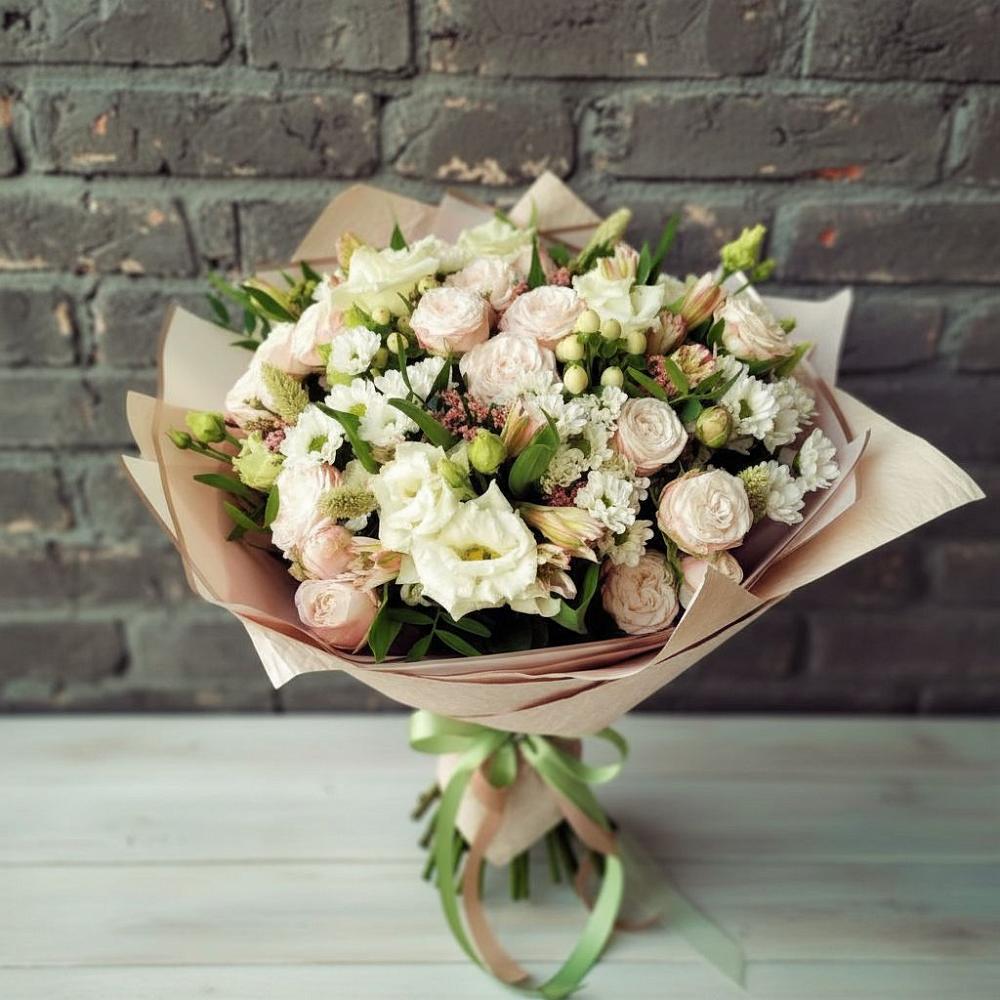 Букет цветов из: Альстромерии, Розы и Хризантемы в Дорохово