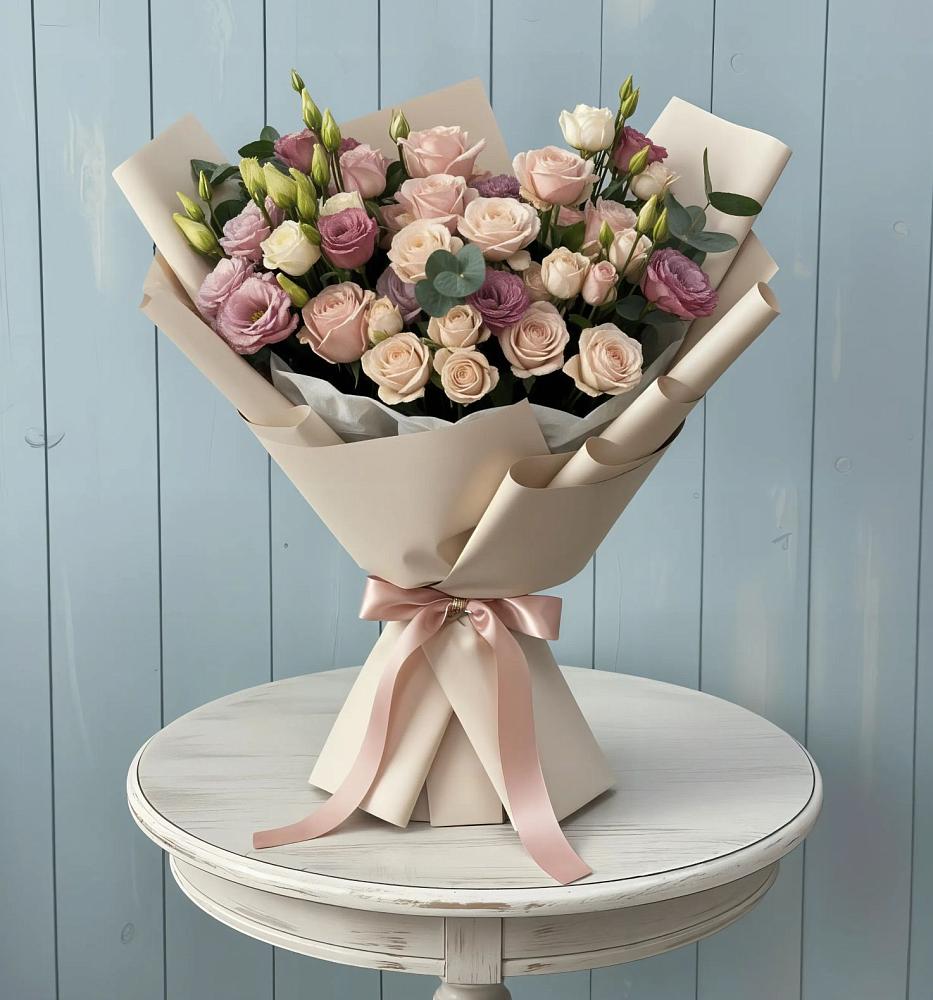 Букет цветов из: Розы и Лизиантусы в Дорохово