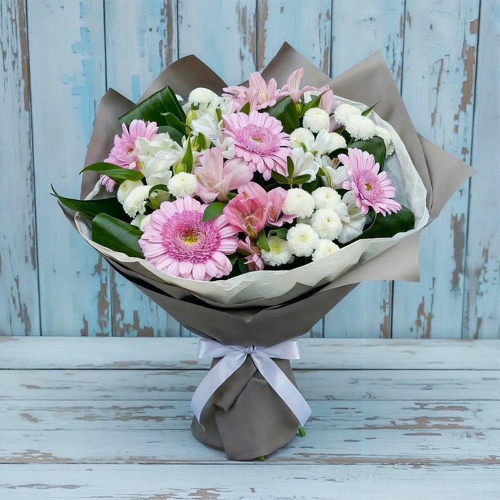 Букет цветов из: Герберы, Альстромерии и Хризантемы в Дорохово