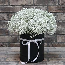 Цветочная композиция из Гипсофила в шляпной коробке в Дорохово